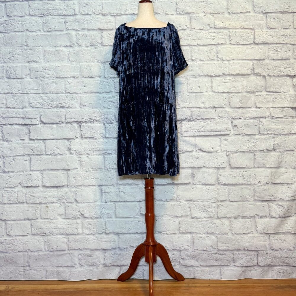 Floreat Velvet Mini Dress in Navy Blue